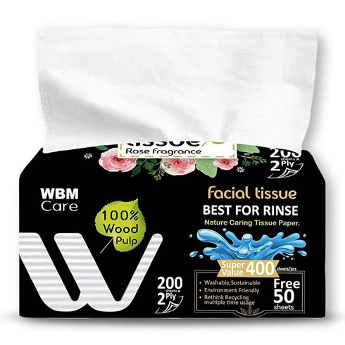 Rose Fragrance Facial Tissues, 2-Ply, 200 Sheets/Box | WBM CARE